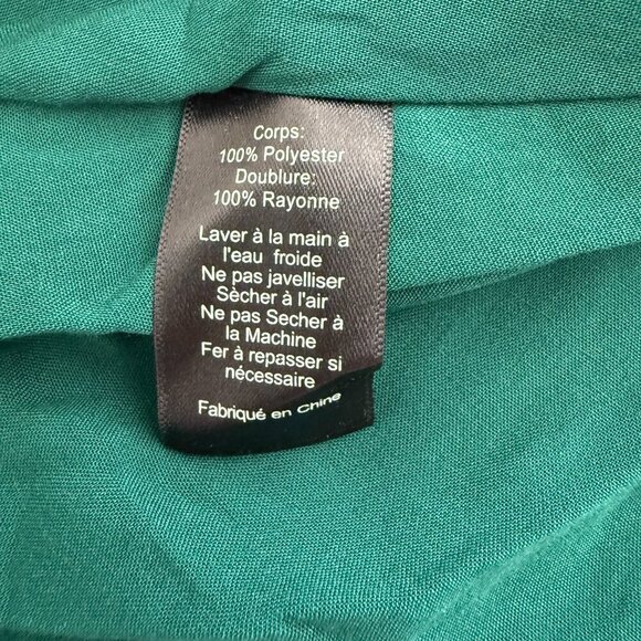 Lush | Midi Green Gold Polka Dot Tie Front Dress Size S - Picture 6 of 7